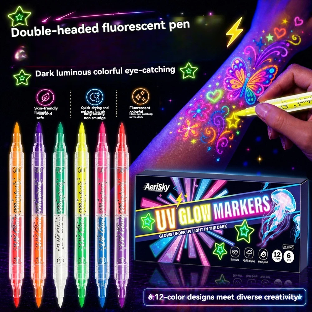 12가지 색상의 양면 UV 네온 형광 펜 세트, 블랙  - Copic Marker Sketch 리뷰 및 가격