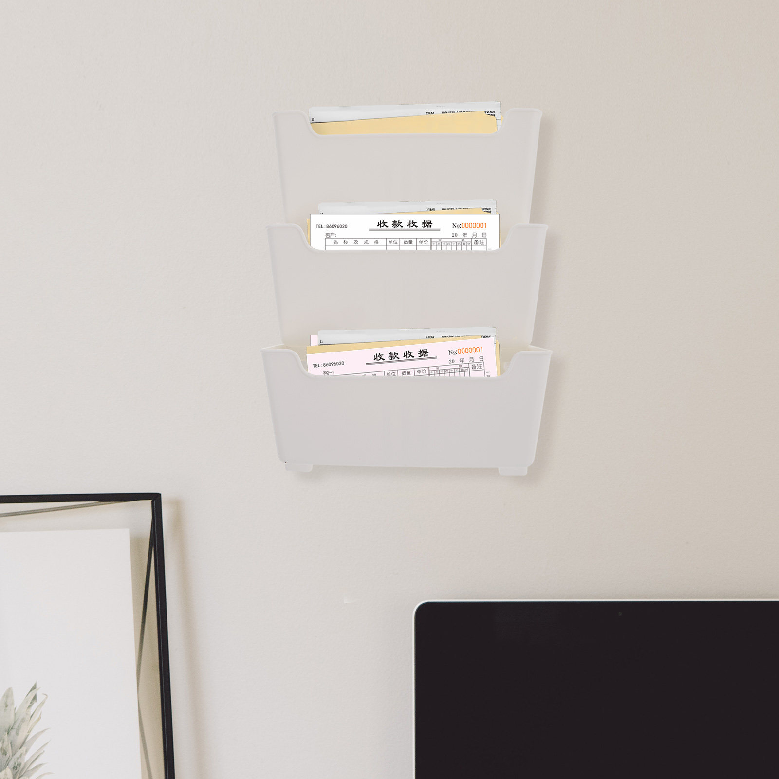 1세트, 벽걸이형 플라스틱 파일 정리대, 접착식 벽걸이 - Magazine Holder Rack 리뷰 및 가격